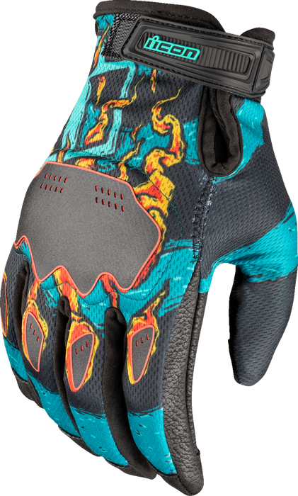 ICON Hooligan™ Munchies Motorcycle Gloves - Teal - XL 3301-4799