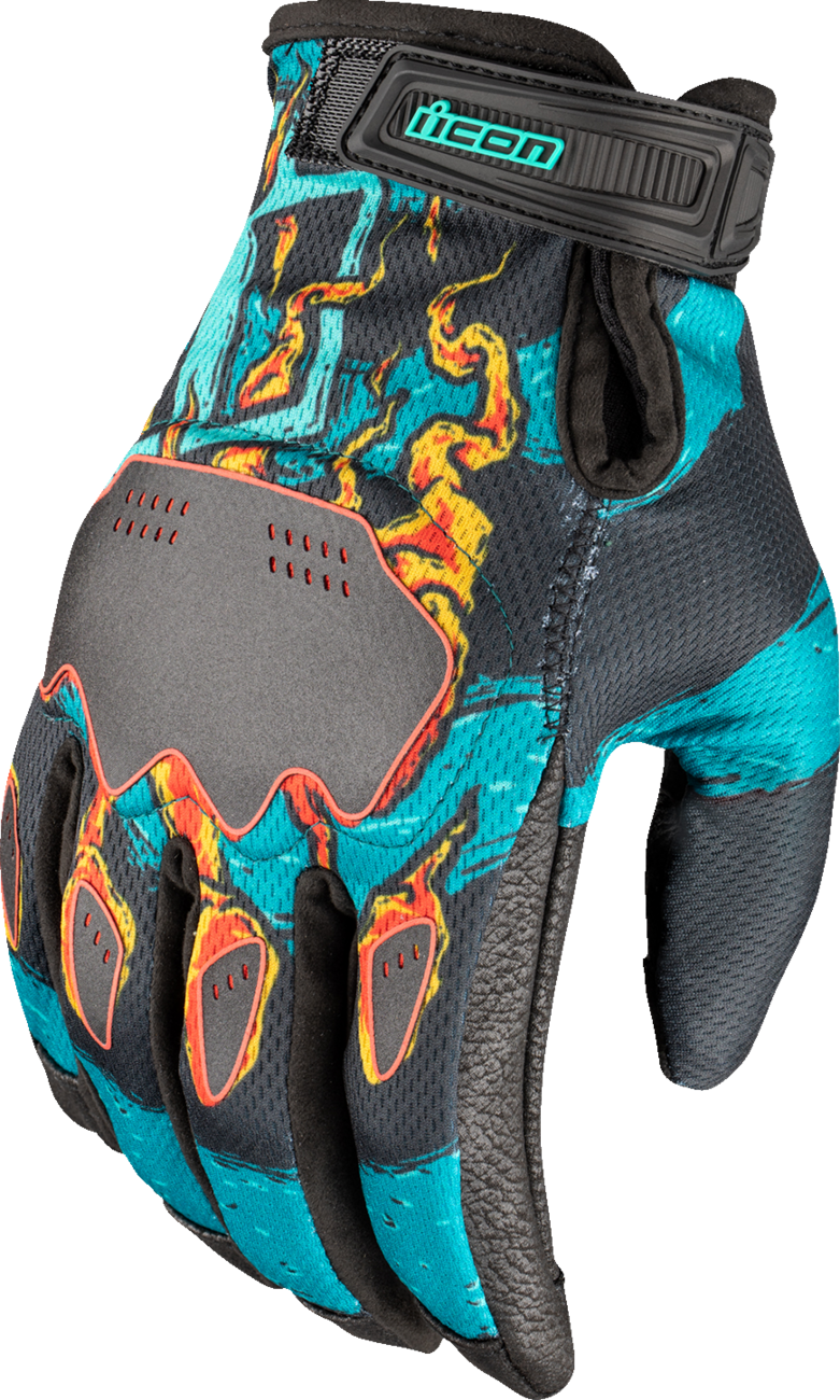 ICON Hooligan™ Munchies Motorcycle Gloves - Teal - 3XL 3301-4801