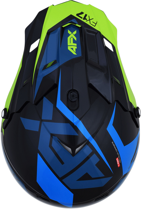 AFX FX-17 Motorcycle Helmet - Aced - Blue/Lime - XL 0110-6502