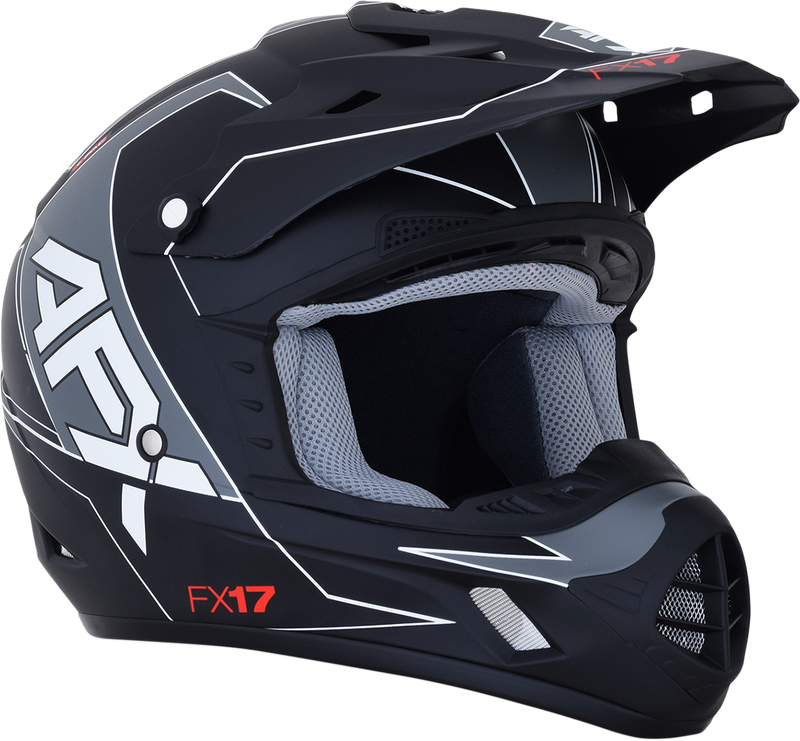 AFX FX-17 Motorcycle Helmet - Aced - Matte Black/White - Large 0110-6491