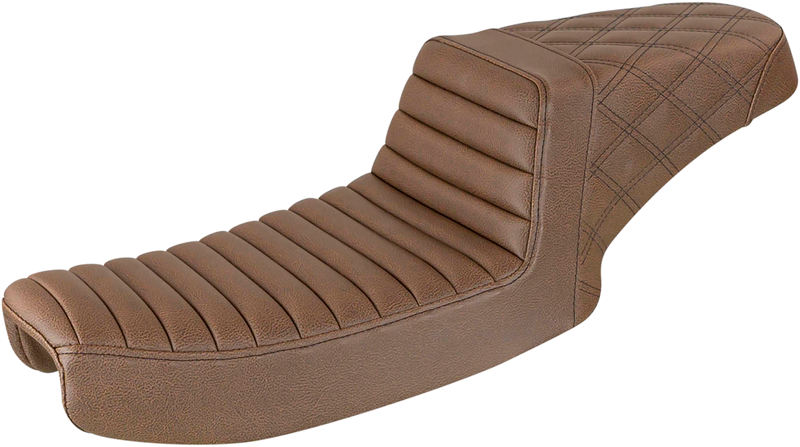 SADDLEMEN Step-Up Seat - Front Tuck-n-Roll/Rear Lattice Stitch - Brown 891-04-176BR