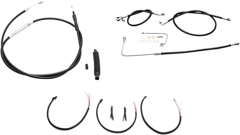 LA CHOPPERS Handlebar Cable/Brake Line Kit - Complete - 12" - 14" Ape Hanger Handlebars - Black Vinyl LA-8151KT2B-13B