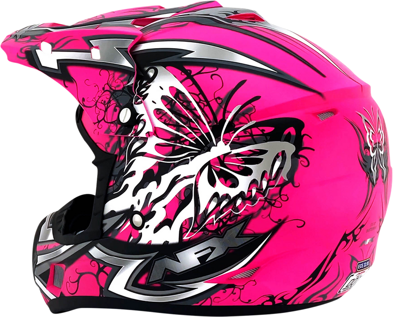 AFX FX-17 Motorcycle Helmet - Butterfly - Matte Hot Pink - Medium 0110-7108