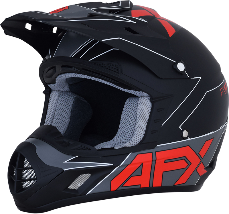 AFX FX-17 Motorcycle Helmet - Aced - Matte Black/Red - Large 0110-6486