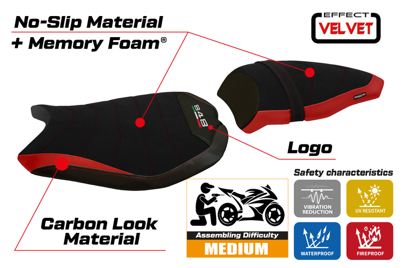 Ducati 848 2007-2013 Seat Cover Tappezzeria Italia Comfort in Red and Black