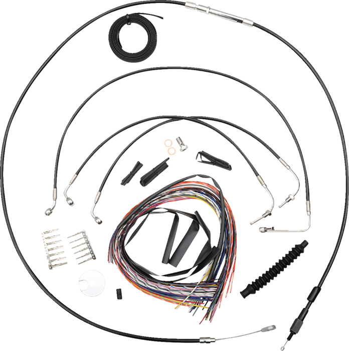 LA CHOPPERS Handlebar Cable/Brake Line Kit- Quick Connect - Complete - 12" - 14" Ape Hanger Handlebars - Black LA-8155KT2-13B