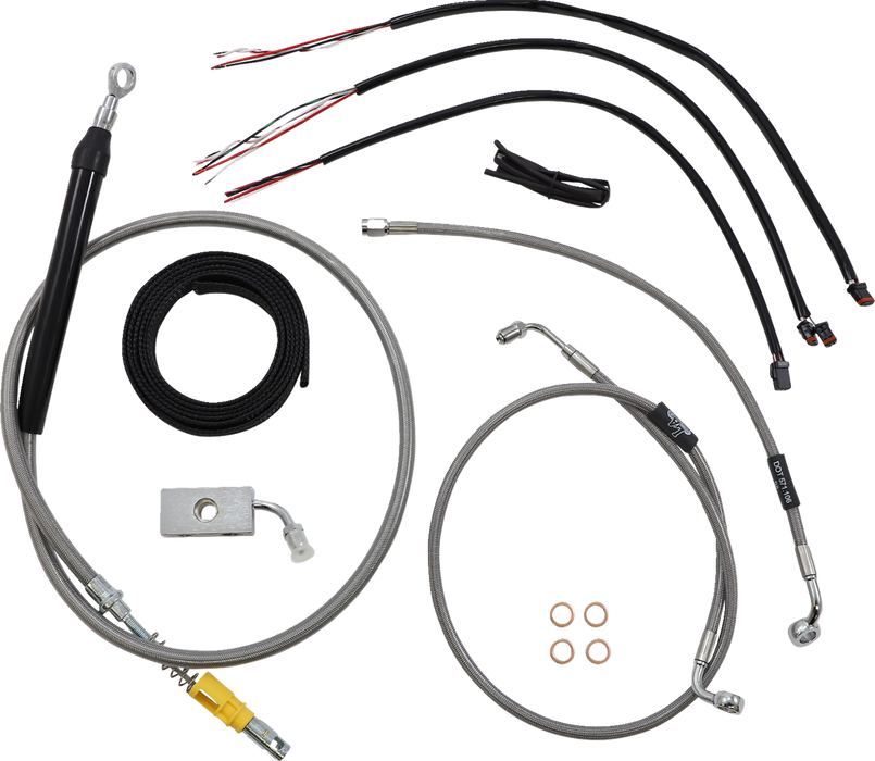 LA CHOPPERS Handlebar Cable/Brake Line Kit- Quick Connect - Complete - 15" - 17" Ape Hangers - Stainless LA-8155KT2-16