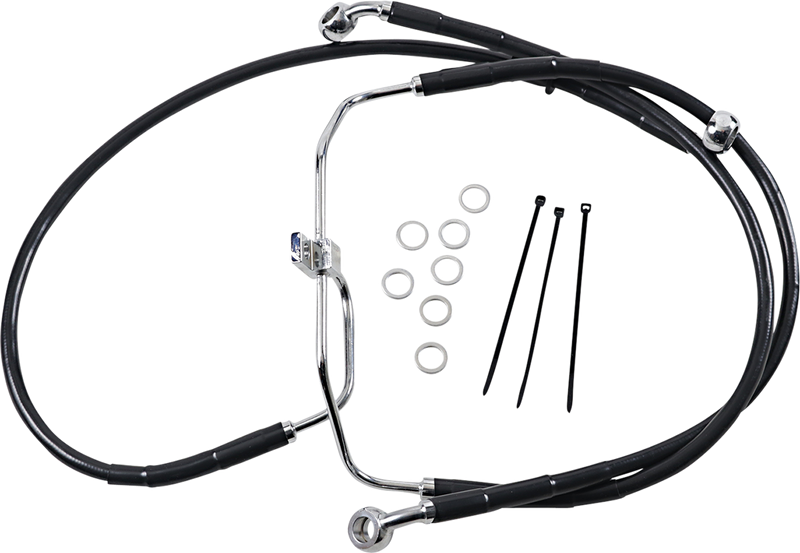 DRAG SPECIALTIES Brake Line - Front - Black - +4" - FXDF '08-'17 660325-4BLK