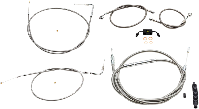 LA CHOPPERS Handlebar Cable/Brake Line Kit - 15" - 17" Ape Hanger Handlebars - Stainless Steel LA-8211KT-16