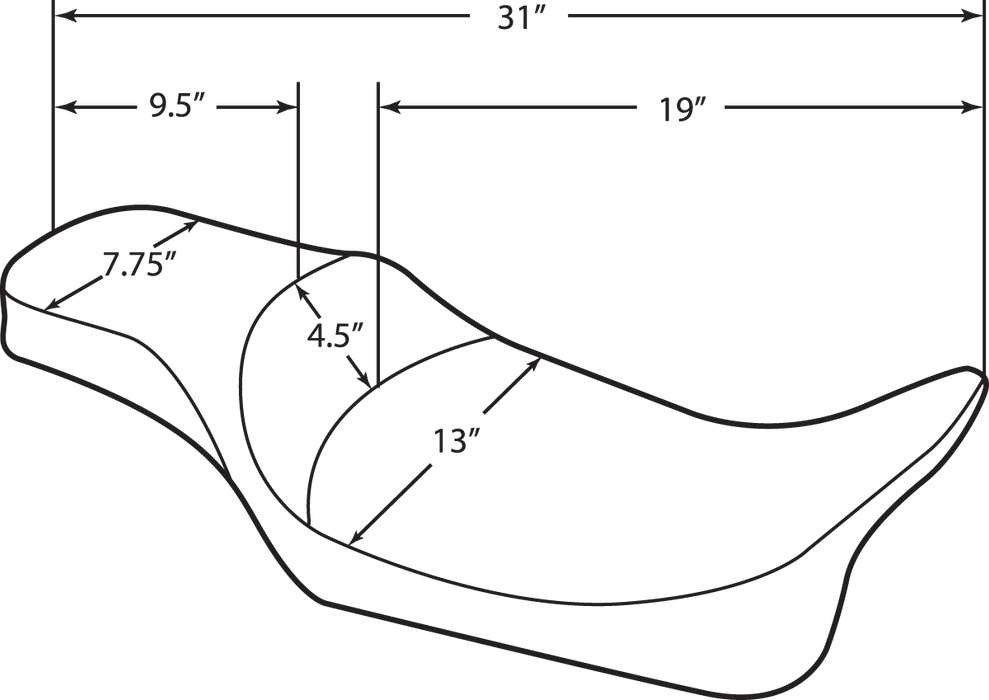 DRAG SPECIALTIES Extended Reach Predator Seat - Mild Stitched - Driver's Backrest - FL '08-'22 0801-1005