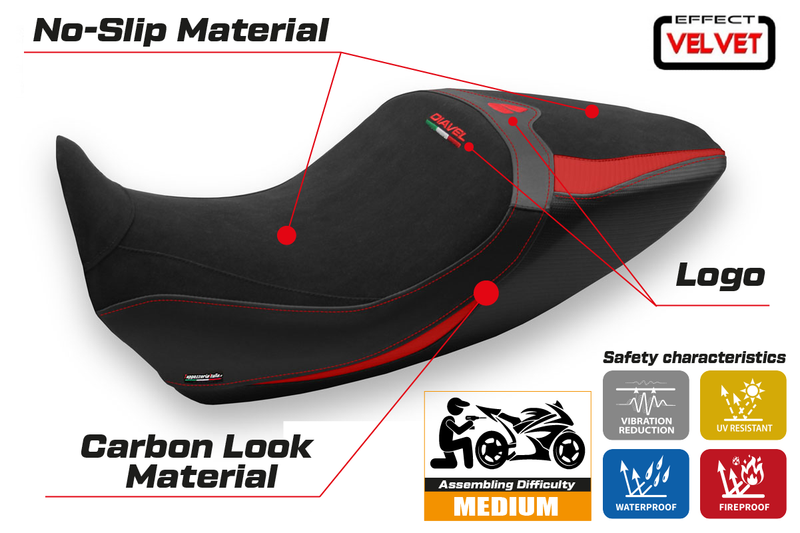 Ducati Diavel 1260 2019-2023 Seat Cover Tappezzeria Italia in Black and Red