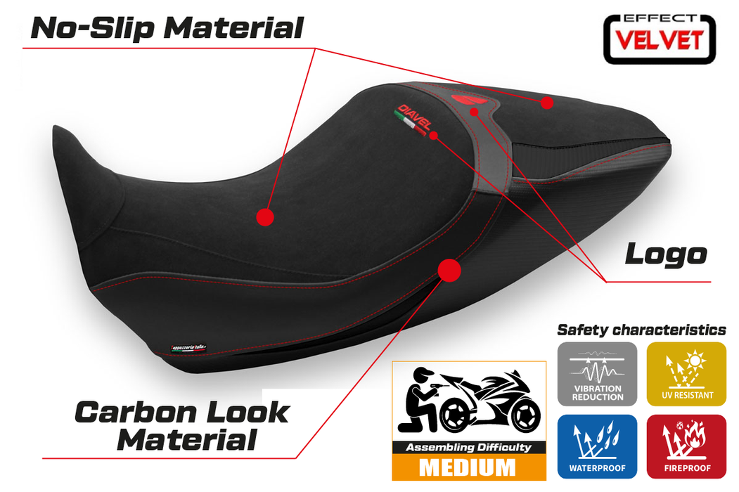 Ducati Diavel 1260 2019-2023 Seat Cover Tappezzeria Italia in Black