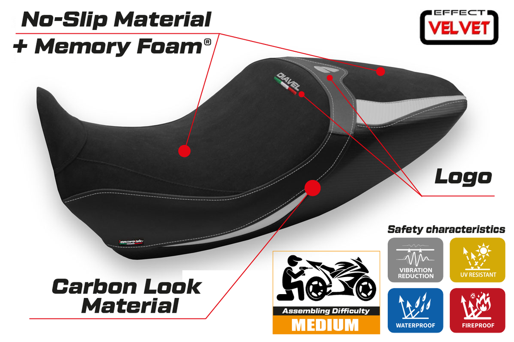 Ducati Diavel 1260 2019-2023 Seat Cover Tappezzeria Italia Comfort in Silver