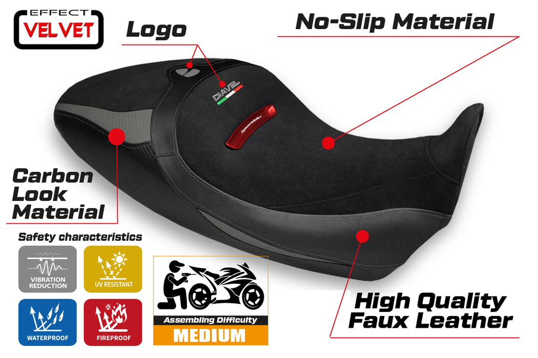 Ducati Diavel 1260 1260S 2019-2023 Seat Cover Tappezzeria Italia in Grey and Black