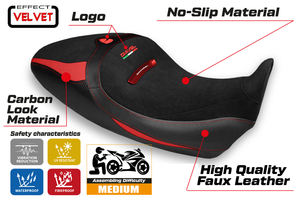 Ducati Diavel 1260 1260S 2019-2023 Seat Cover Tappezzeria Italia in Red and Black