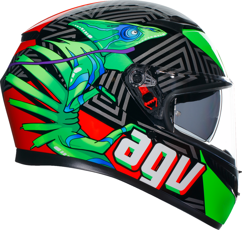 AGV K3 Motorcycle Helmet - Kamaleon - Black/Red/Green - Large 2118381004013L