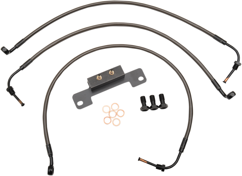 LA CHOPPERS Brake Lines - 15" - 17" Ape Hanger Handlebars - Midnight LA-8011B16M
