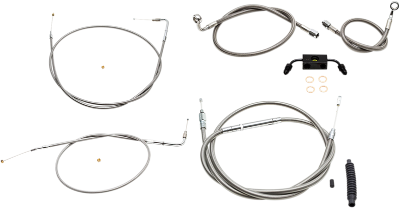 LA CHOPPERS Handlebar Cable/Brake Line Kit - 12" - 14" Ape Hanger Handlebars - Stainless Steel LA-8321KT-13