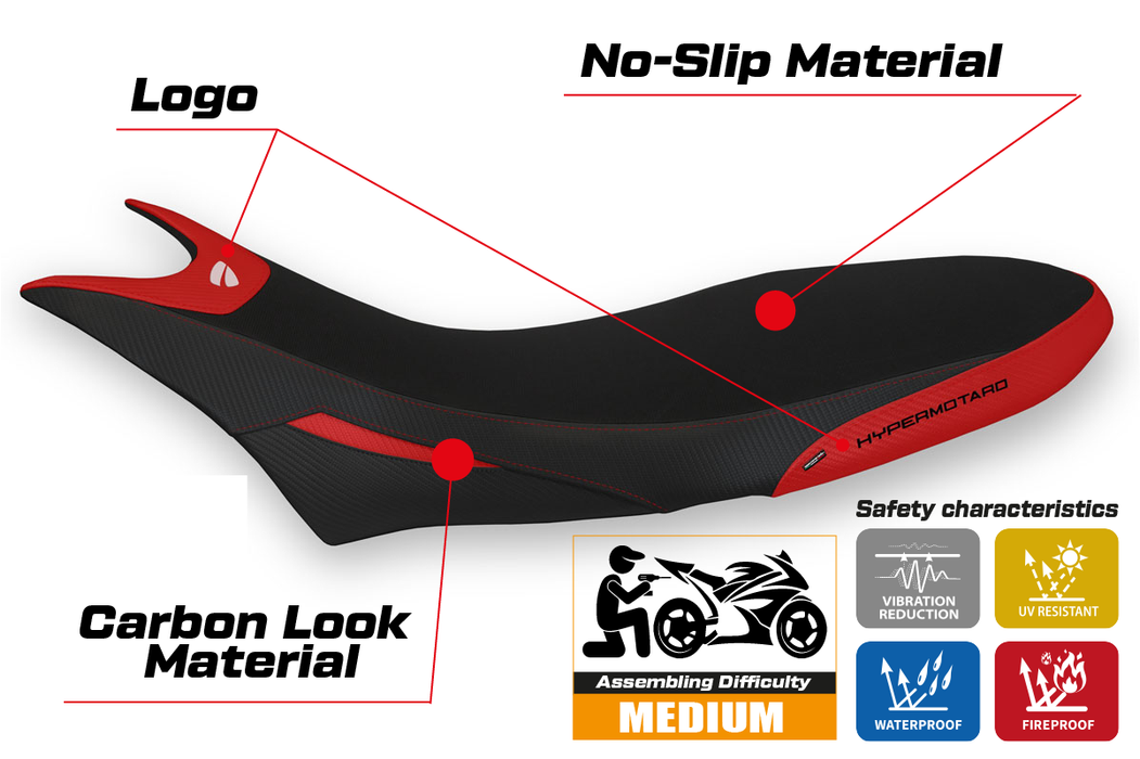 Ducati Hypermotard 950 2019-2024 Seat Cover Tappezzeria Italia in Red