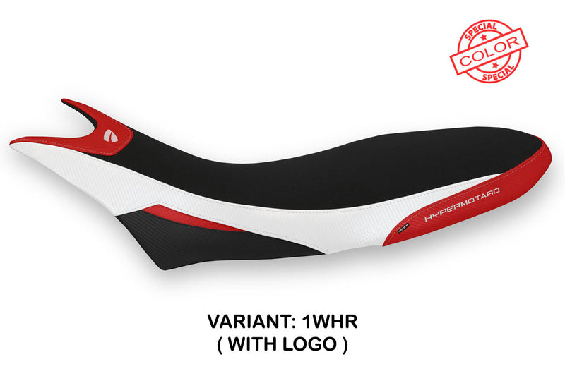 Ducati Hypermotard 950 2019-2024 Seat Cover Tappezzeria Italia in White and Red