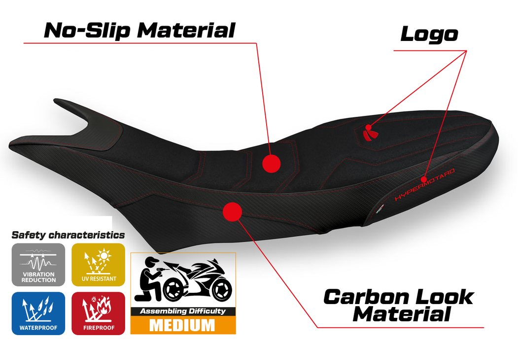 Ducati Hypermotard 950 2019-2024 Seat Cover Tappezzeria Italia Ultragrip in Black