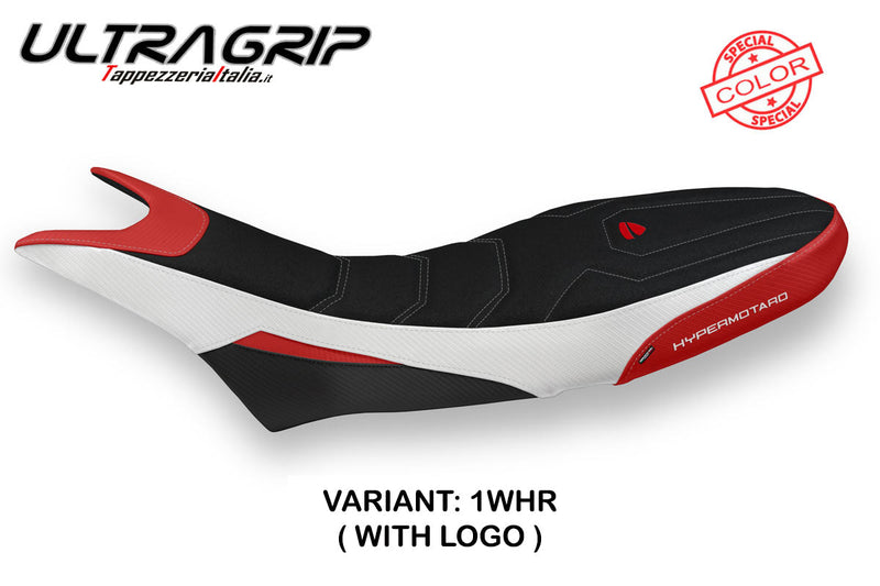 Ducati Hypermotard 950 2019-2024 Seat Cover Tappezzeria Italia Ultragrip in White, Red and Black