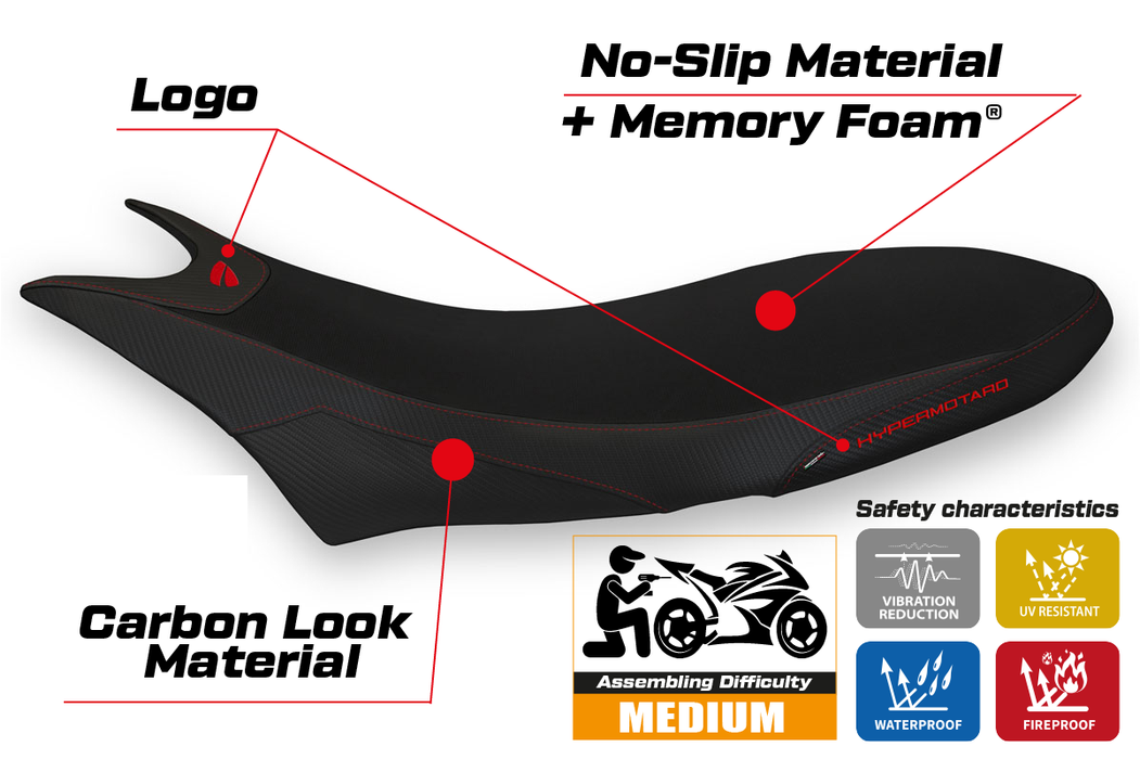 Ducati Hypermotard 950 2019-2024 Seat Cover Tappezzeria Italia Comfort in Black