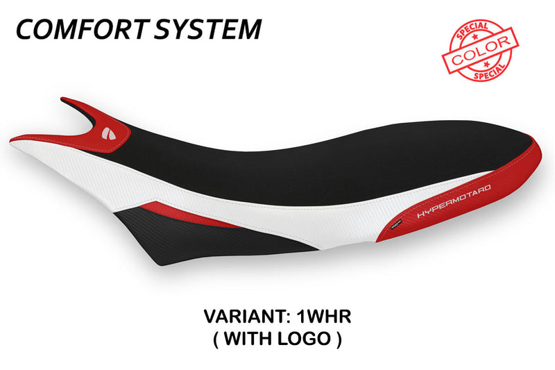 Ducati Hypermotard 950 2019-2024 Seat Cover Tappezzeria Italia Comfort in White and Red