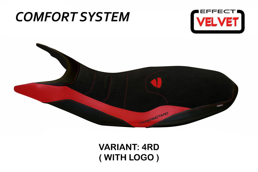 Ducati Hypermotard 821 939 2013-2018 Seat Cover Tappezzeria Italia Comfort in Red and Black