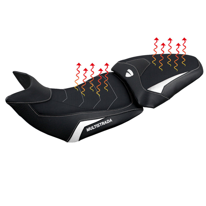 Ducati Multistrada 1200 1260 2015-2020 Seat Cover Tappezzeria Italia Comfort Heated in White