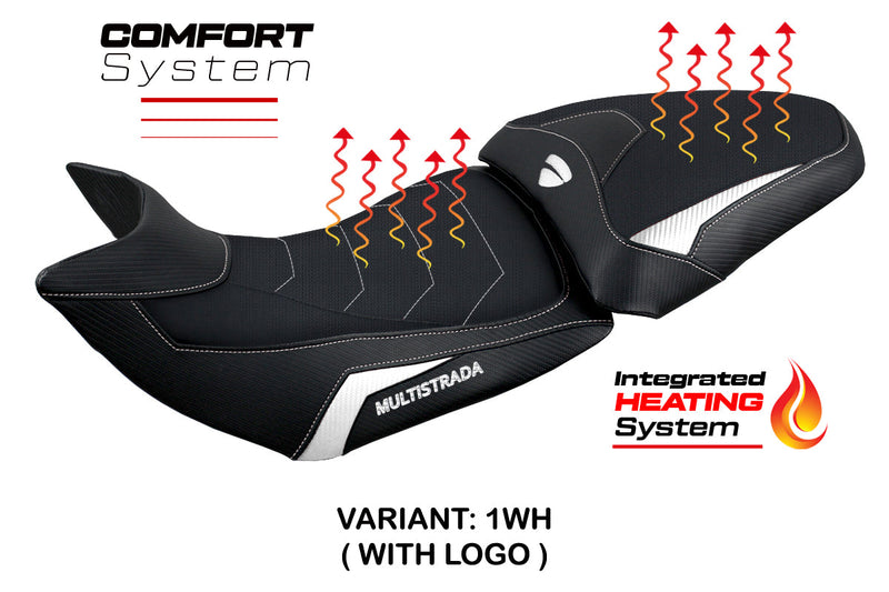 Ducati Multistrada 1200 1260 2015-2020 Seat Cover Tappezzeria Italia Comfort Heated in White