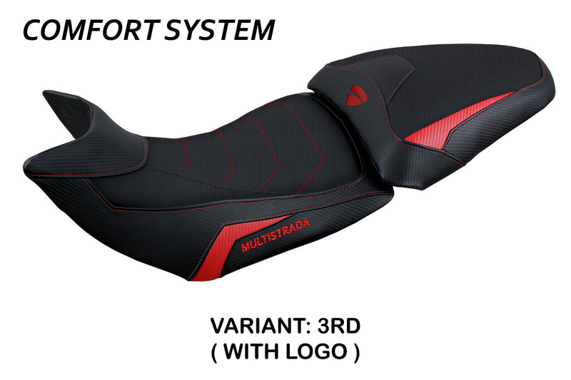 Ducati Multistrada 1200 1260 2015-2020 Seat Cover Tappezzeria Italia Comfort in Red and Black