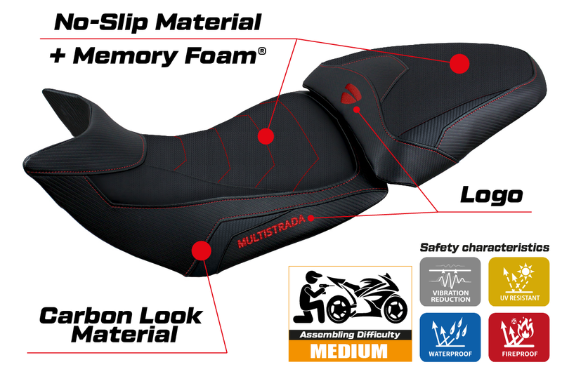 Ducati Multistrada 1200 1260 2015-2020 Seat Cover Tappezzeria Italia Comfort Heated in Black