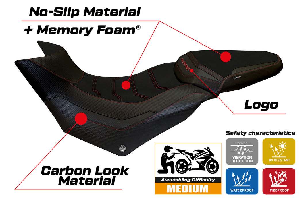 Ducati Multistrada 950 2017-2021 Seat Cover Tappezzeria Italia Comfort in Black