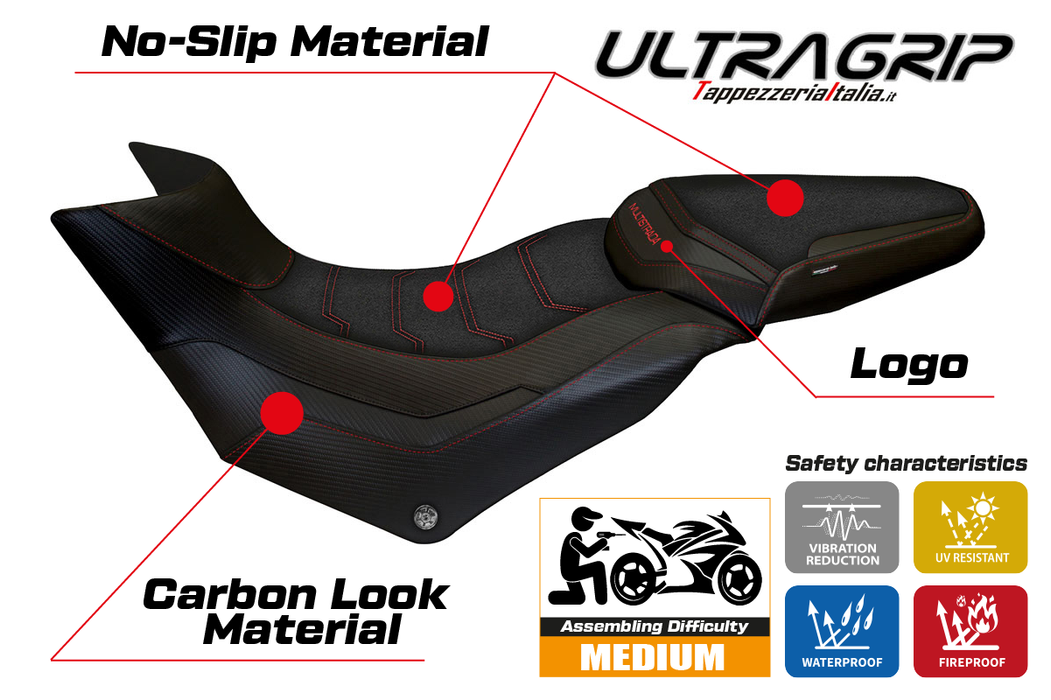 Ducati Multistrada 950 2017-2021 Seat Cover Tappezzeria Italia Ultragrip in Black