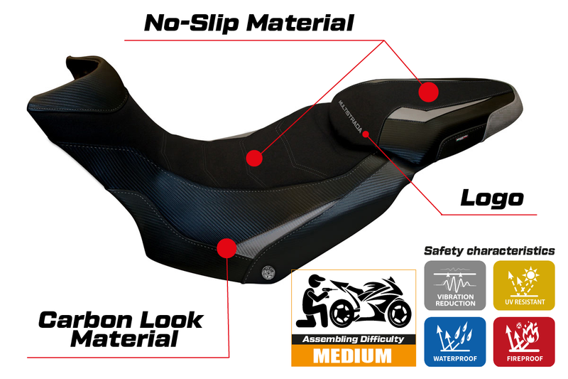 Ducati Multistrada 1200 1260 Enduro 2016-2021 Seat Cover Tappezzeria Italia in Grip Silver