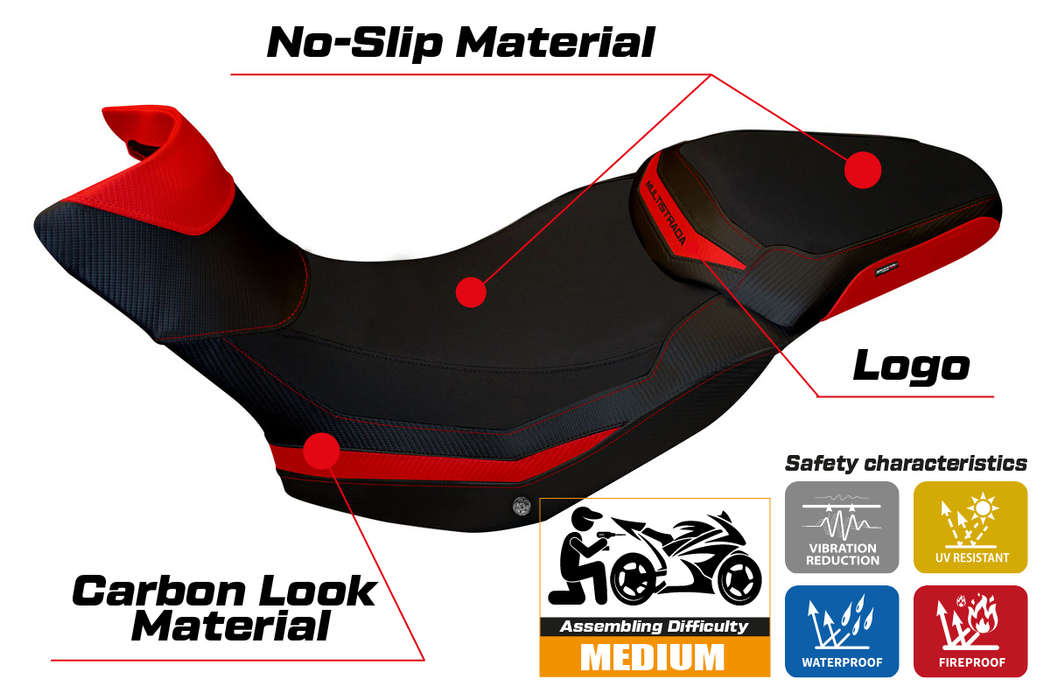 Ducati Multistrada 1200 1260 Enduro 2016-2021 Seat Cover Tappezzeria Italia in Red