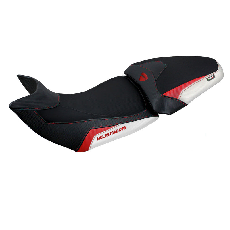 Ducati Multistrada V2 2021-2024 Seat Cover Tappezzeria Italia in White, Red and Black