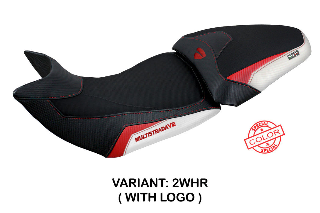 Ducati Multistrada V2 2021-2024 Seat Cover Tappezzeria Italia in White, Red and Black