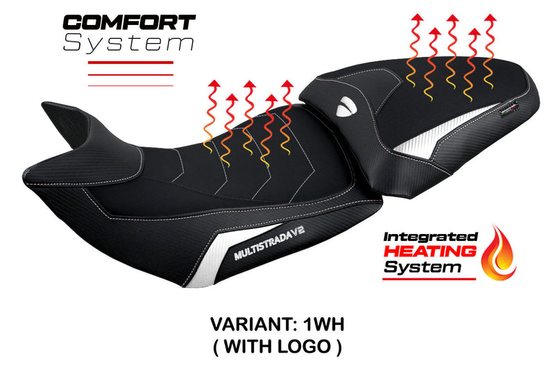 Ducati Multistrada V2 2021-2024 Comfort Heated Seat Cover Tappezzeria Italia in White