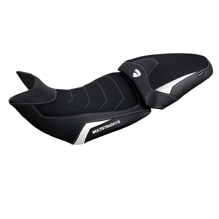 Ducati Multistrada V2 2021-2024 Seat Cover Tappezzeria Italia Comfort in White and Black