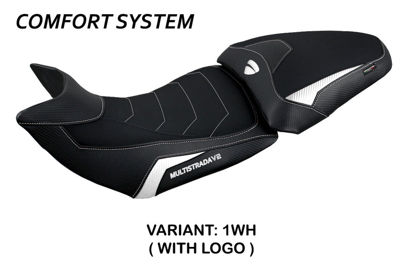 Ducati Multistrada V2 2021-2024 Seat Cover Tappezzeria Italia Comfort in White and Black