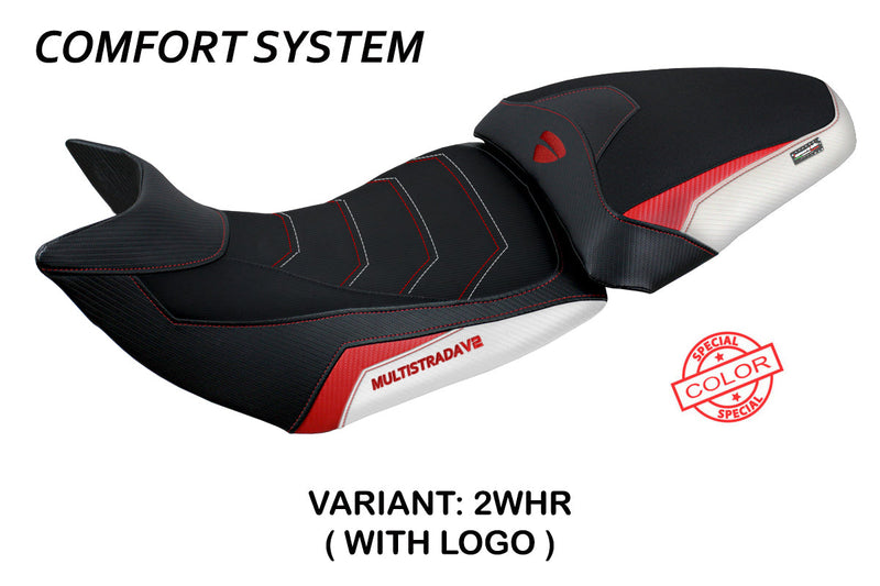 Ducati Multistrada V2 2021-2024 Seat Cover Tappezzeria Italia Comfort in White and Red