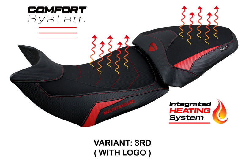 Ducati Multistrada V2 2021-2024 Comfort Heated Seat Cover Tappezzeria Italia in Red
