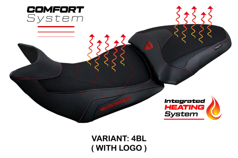 Ducati Multistrada V2 2021-2024 Comfort Heated Seat Cover Tappezzeria Italia in Black