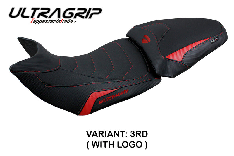 Ducati Multistrada V2 2021-2024 Seat Cover Tappezzeria Italia Ultragrip in Red and Black