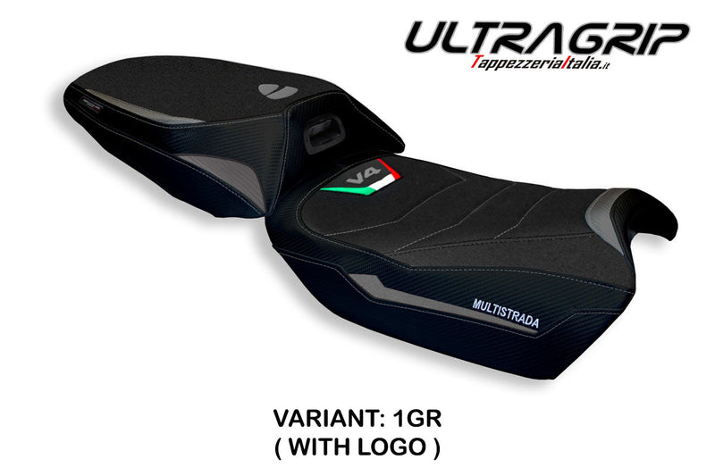 Ducati Multistrada V4 2021-2024 Heated Seat Cover Tappezzeria Italia Ultragrip in Grey