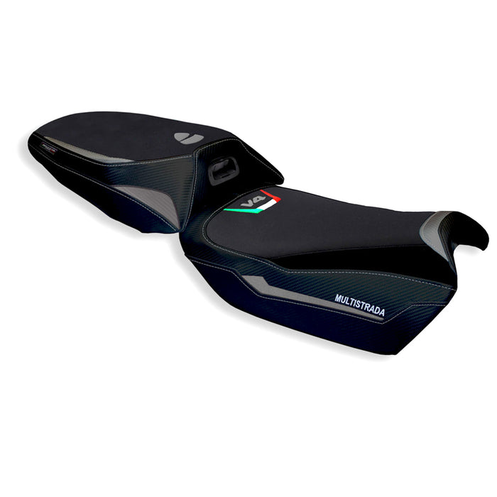 Ducati Multistrada V4 2021-2024 Heated Seat Cover Tappezzeria Italia in Grey and Black