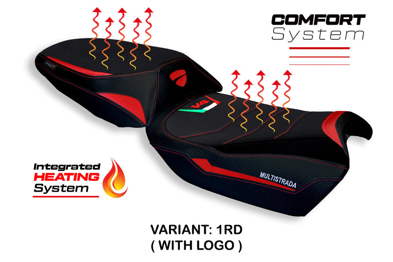 Ducati Multistrada V4 V4S 2021-2024 Comfort Heated Seat Cover Tappezzeria Italia in Red