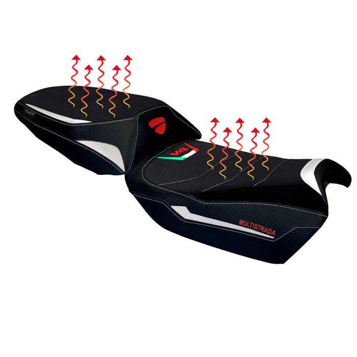 Ducati Multistrada V4 V4S 2021-2024 Comfort Heated Seat Cover Tappezzeria Italia in White